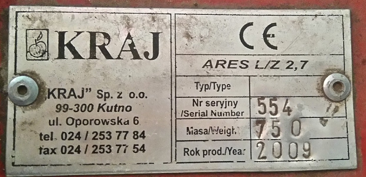 AGREGAT KRAJ ARES L/Z (dawna UNIA)  2,7m JAK NOWY